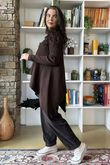 Bowie Asymmetric Turtle Neck Ribby Knit Chocolate